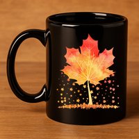 Cute Autumn Maple Leaf Tree 11oz C Handle Ceramic Mug