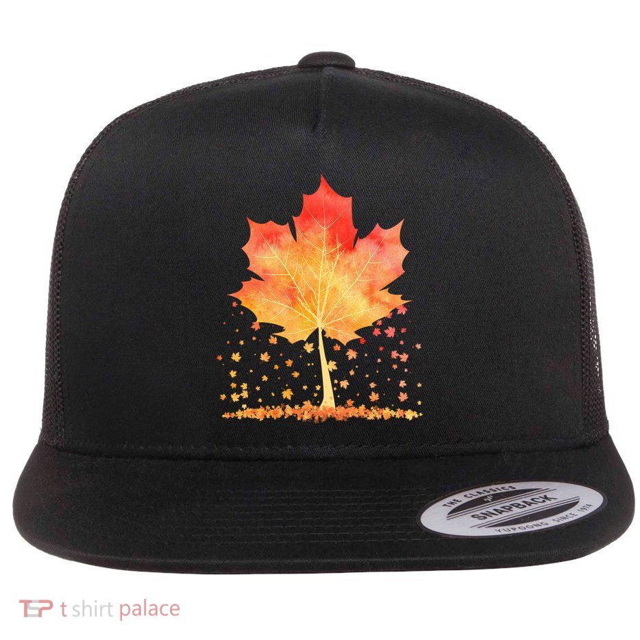 Cute Autumn Maple Leaf Tree Flatbill Hat