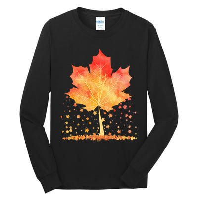 Cute Autumn Maple Leaf Tree Tall Long Sleeve T-Shirt