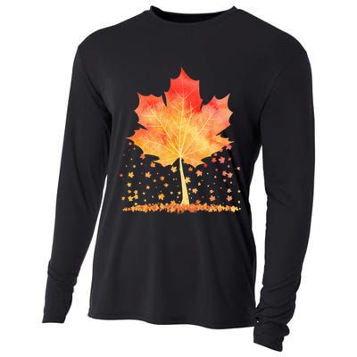 Cute Autumn Maple Leaf Tree Cooling Performance Long Sleeve Crew