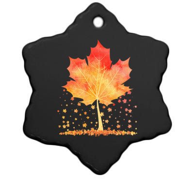 Cute Autumn Maple Leaf Tree Ceramic Star Ornament