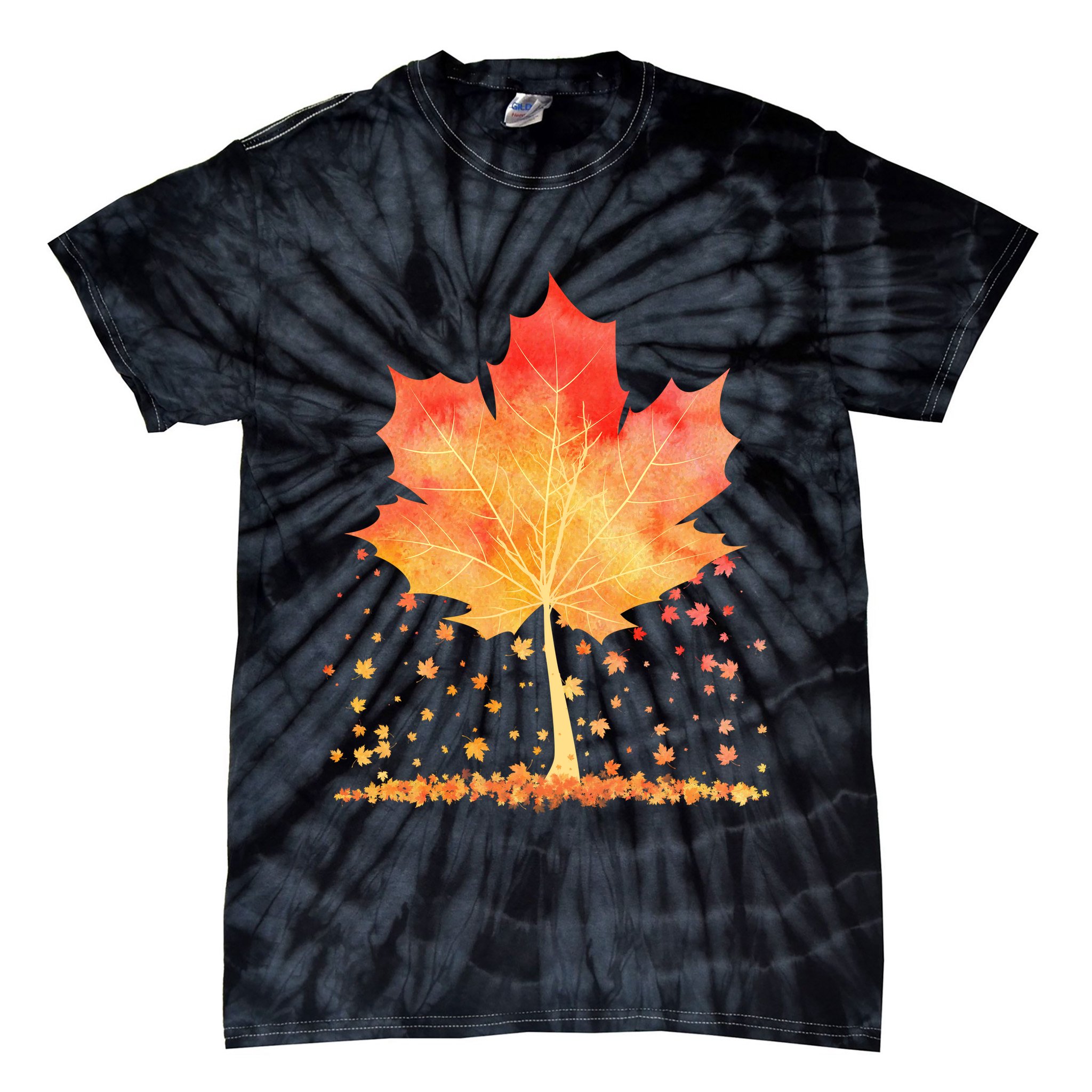 Cute Autumn Maple Leaf Tree Tie-Dye T-Shirt