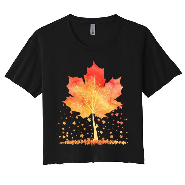Cute Autumn Maple Leaf Tree Crop Top