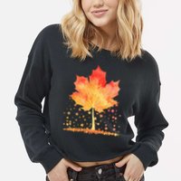 Cute Autumn Maple Leaf Tree Cropped Pullover Crew