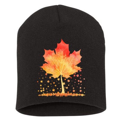 Cute Autumn Maple Leaf Tree Short Acrylic Beanie