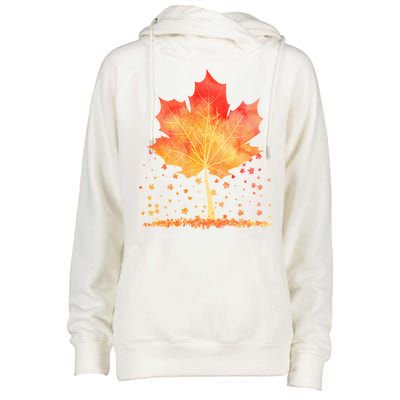 Cute Autumn Maple Leaf Tree Womens Funnel Neck Pullover Hood