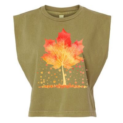 Cute Autumn Maple Leaf Tree Garment-Dyed Women's Muscle Tee