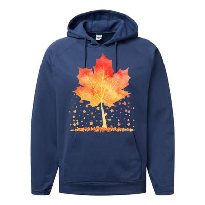 Cute Autumn Maple Leaf Tree Performance Fleece Hoodie