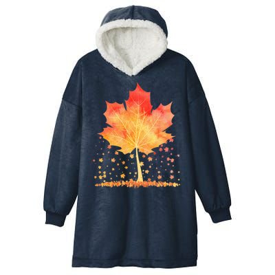 Cute Autumn Maple Leaf Tree Hooded Wearable Blanket