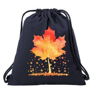 Cute Autumn Maple Leaf Tree Drawstring Bag