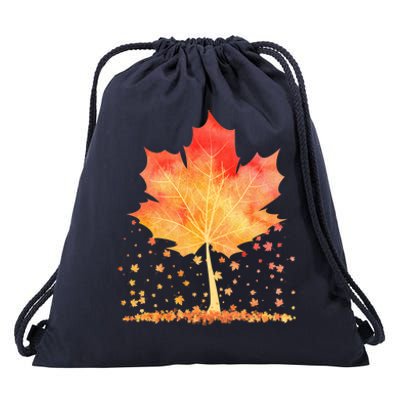 Cute Autumn Maple Leaf Tree Drawstring Bag