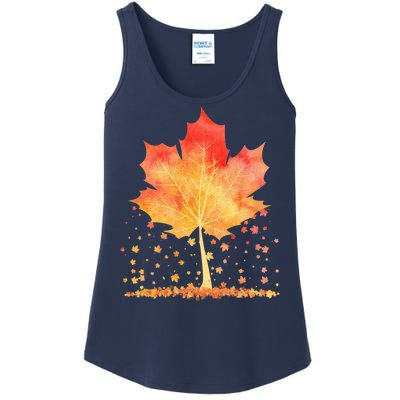 Cute Autumn Maple Leaf Tree Ladies Essential Tank