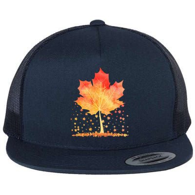 Cute Autumn Maple Leaf Tree Flat Bill Trucker Hat