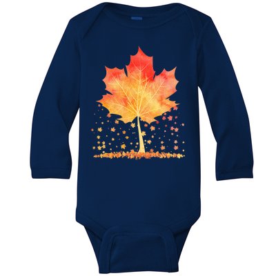 Cute Autumn Maple Leaf Tree Baby Long Sleeve Bodysuit