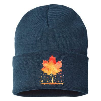 Cute Autumn Maple Leaf Tree Sustainable Knit Beanie