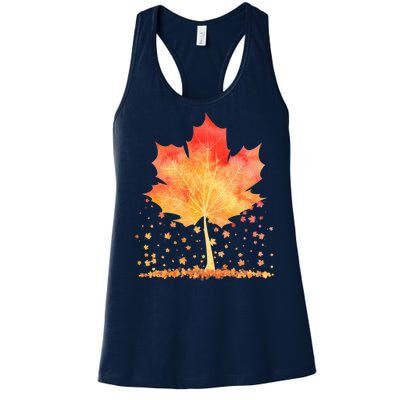 Cute Autumn Maple Leaf Tree Women's Racerback Tank