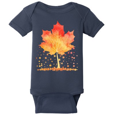 Cute Autumn Maple Leaf Tree Baby Bodysuit