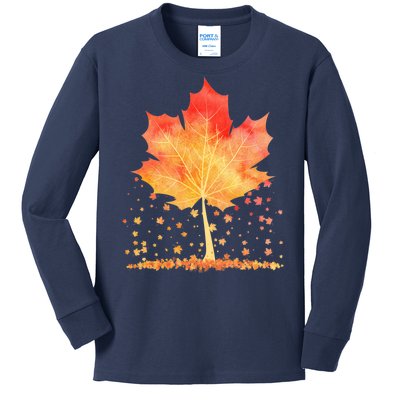 Cute Autumn Maple Leaf Tree Kids Long Sleeve Shirt