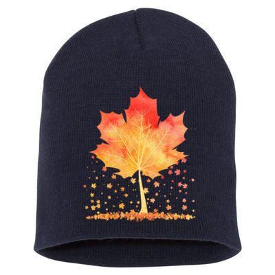 Cute Autumn Maple Leaf Tree Short Acrylic Beanie