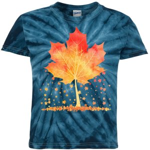 Cute Autumn Maple Leaf Tree Kids Tie-Dye T-Shirt