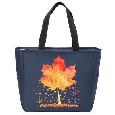 Cute Autumn Maple Leaf Tree Zip Tote Bag