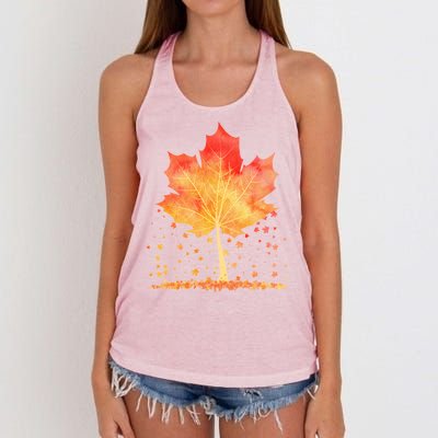 Cute Autumn Maple Leaf Tree Women's Knotted Racerback Tank