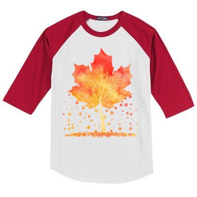 Cute Autumn Maple Leaf Tree Kids Colorblock Raglan Jersey