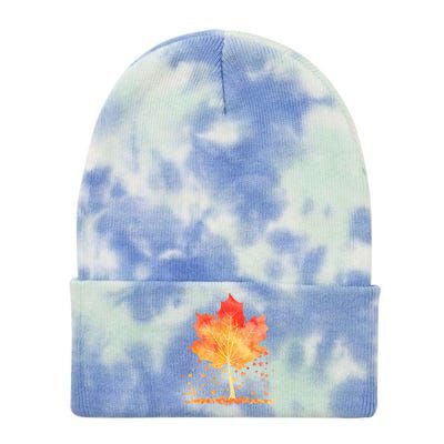 Cute Autumn Maple Leaf Tree Tie Dye 12in Knit Beanie