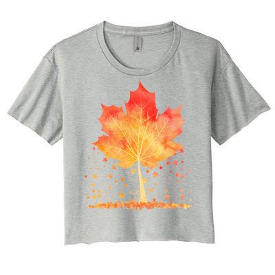 Cute Autumn Maple Leaf Tree Women's Crop Top Tee