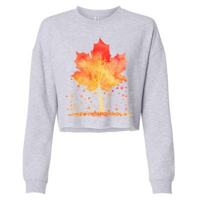 Cute Autumn Maple Leaf Tree Cropped Pullover Crew