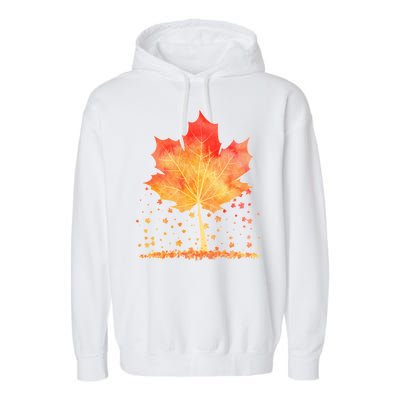 Cute Autumn Maple Leaf Tree Garment-Dyed Fleece Hoodie