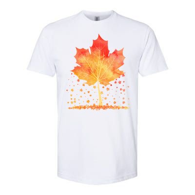 Cute Autumn Maple Leaf Tree Softstyle CVC T-Shirt