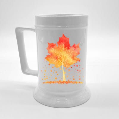 Cute Autumn Maple Leaf Tree Beer Stein