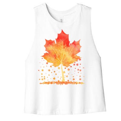 Cute Autumn Maple Leaf Tree Women's Racerback Cropped Tank