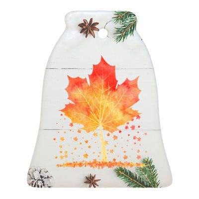 Cute Autumn Maple Leaf Tree Ceramic Bell Ornament