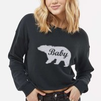 Cute Baby Bear Cropped Pullover Crew