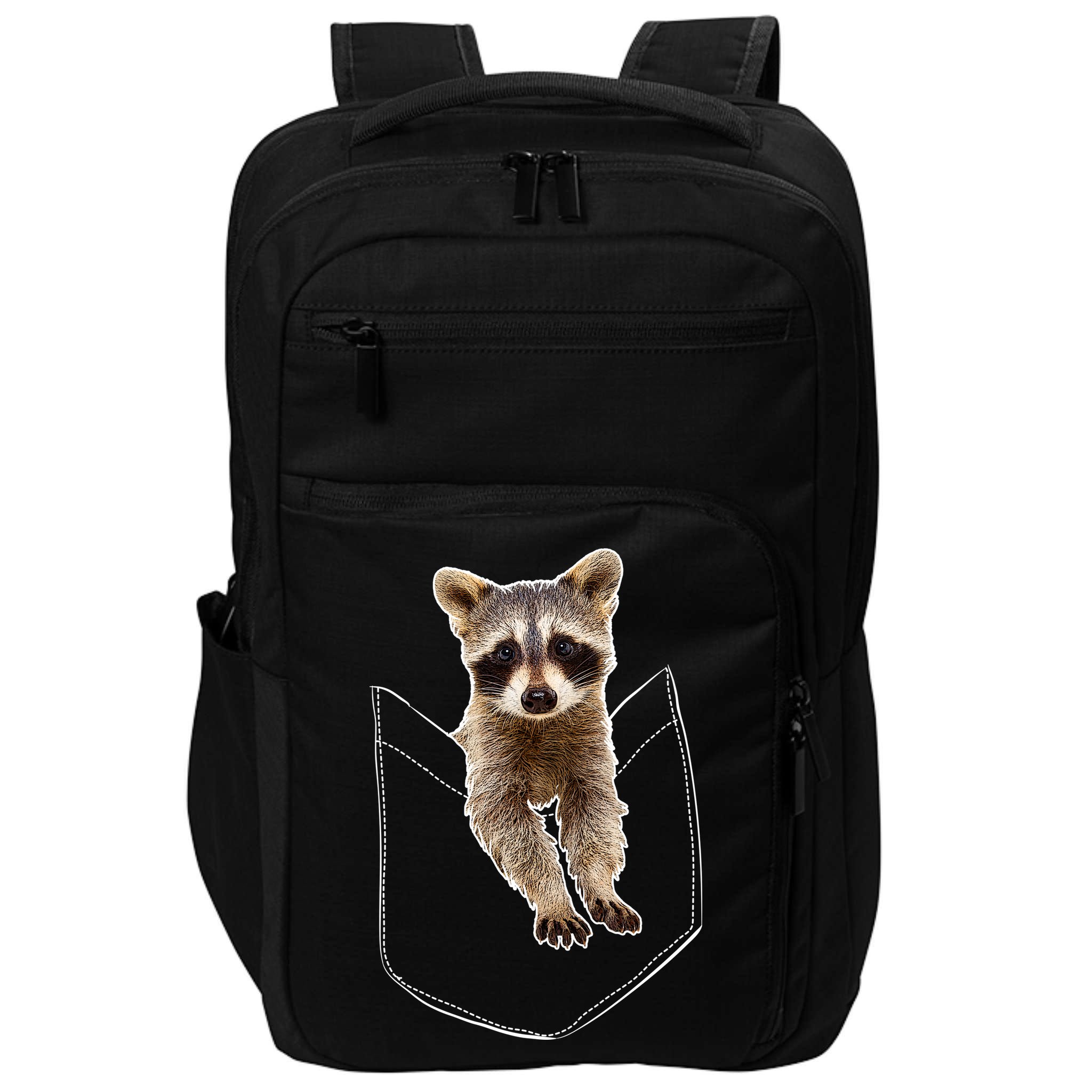 Cute Baby Raccoon In A Pocket Impact Tech Backpack