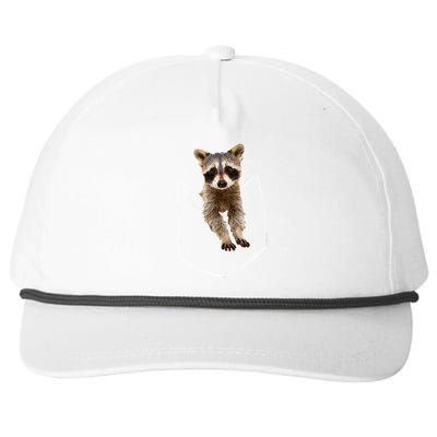 Cute Baby Raccoon In A Pocket Snapback Five-Panel Rope Hat