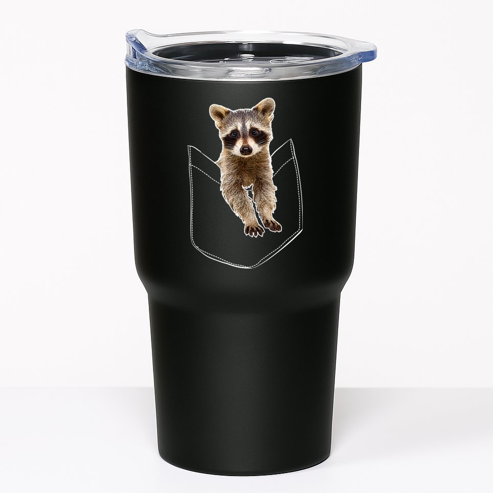 Cute Baby Raccoon In A Pocket Tumbler