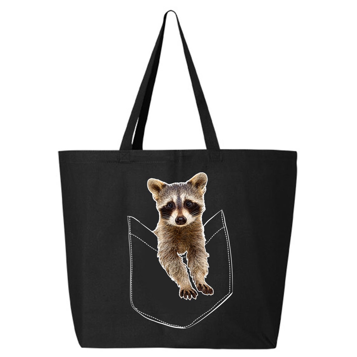 Cute Baby Raccoon In A Pocket 25L Jumbo Tote
