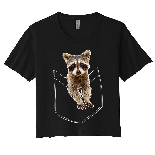Cute Baby Raccoon In A Pocket Crop Top