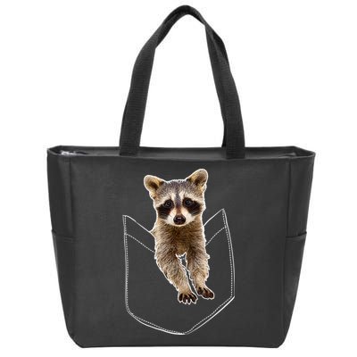 Cute Baby Raccoon In A Pocket Zip Tote Bag