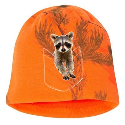 Cute Baby Raccoon In A Pocket Kati - Camo Knit Beanie