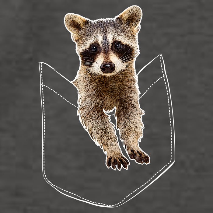 Cute Baby Raccoon In A Pocket Vector Backpack