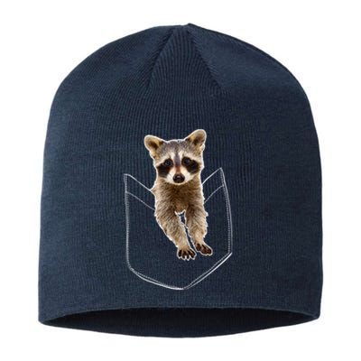 Cute Baby Raccoon In A Pocket Sustainable Beanie