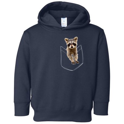 Cute Baby Raccoon In A Pocket Toddler Hoodie