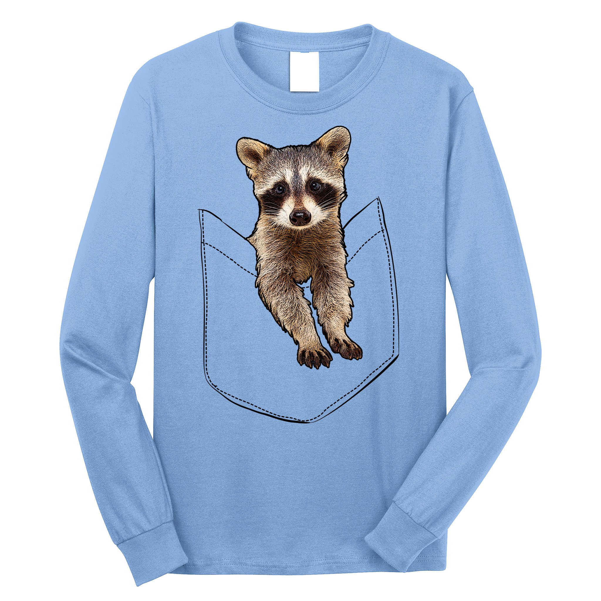 Cute Baby Raccoon In A Pocket Long Sleeve Shirt