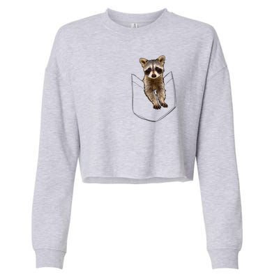 Cute Baby Raccoon In A Pocket Cropped Pullover Crew