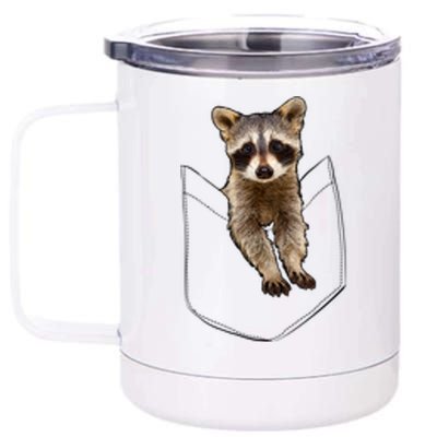 Cute Baby Raccoon In A Pocket 12 oz Stainless Steel Tumbler Cup