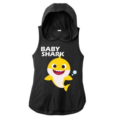 Cute Baby Shark Ladies PosiCharge Tri-Blend Wicking Draft Hoodie Tank